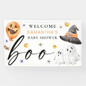 Ons kleine boe is een Halloween Baby shower Spandoek (Horizontaal)