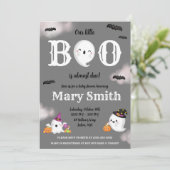 Ons kleine boek is bijna klaar! Ghost-Baby shower Kaart (Staand voorkant)