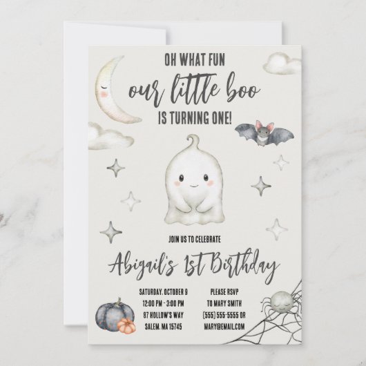 Ons kleine boek wordt er een! Halloween-verjaardag Kaart (Voorkant)