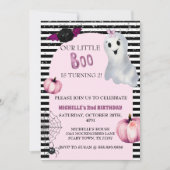 Ons kleine Boo Cute Ghost Pink Birthday feest Kaart (Voorkant)