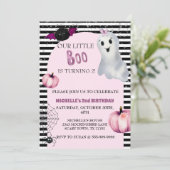Ons kleine Boo Cute Ghost Pink Birthday feest Kaart (Staand voorkant)