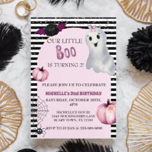 Ons kleine Boo Cute Ghost Pink Birthday feest Kaart