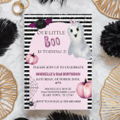 Ons kleine Boo Cute Ghost Pink Birthday feest Kaart