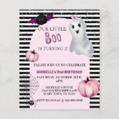 Ons kleine Boo Cute Ghost Pink Birthday party Invi Flyer (Voorkant)