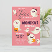 Ons kleine Boo Girl Halloween Birthday Uitnodiging (Staand voorkant)