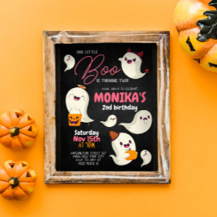 Ons kleine Boo Girl Halloween Birthday Uitnodiging