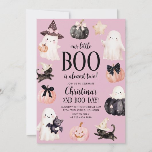 Ons kleine Boo Halloween 2e verjaardagsfeest Kaart (Voorkant)