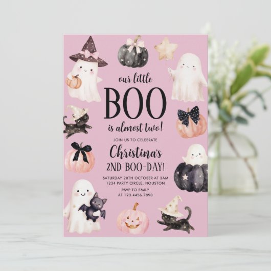 Ons kleine Boo Halloween 2e verjaardagsfeest Kaart (Staand voorkant)