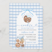 Ons kleine cookie Baby shower in Jar Blue Gingham Kaart (Voorkant / Achterkant)
