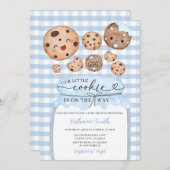 Ons kleine cookie Baby shower in Jar Blue Gingham Kaart (Voorkant / Achterkant)