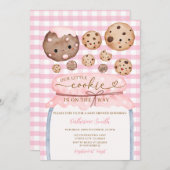 Ons kleine cookie Baby shower in Jar Pink Gingham Kaart (Voorkant / Achterkant)