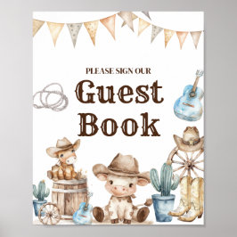Ons kleine Cowboy Wild West Baby shower gastenboek Poster