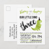Ons kleine Dino Birthday Green Dinosaur Theme Boy Uitnodiging Briefkaart (Voorkant / Achterkant)
