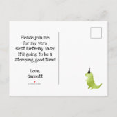 Ons kleine Dino Birthday Green Dinosaur Theme Boy Uitnodiging Briefkaart (Achterkant)