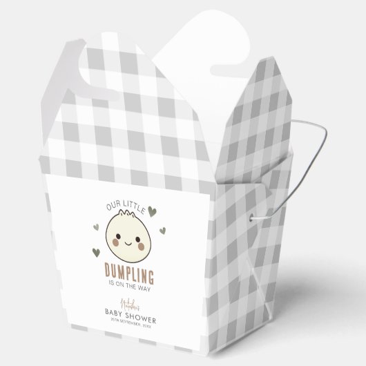 Ons kleine Dumpling Genderneutraal Baby shower Bedankdoosjes (Geopend)