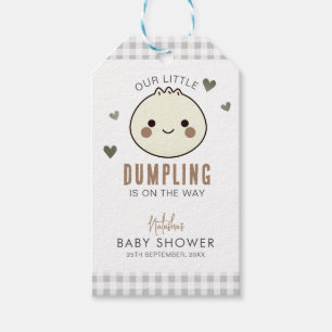 Ons kleine Dumpling Genderneutraal Baby shower Cadeaulabel
