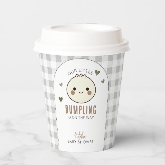 Ons kleine Dumpling Genderneutraal Baby shower Papieren Bekers (Voorkant)