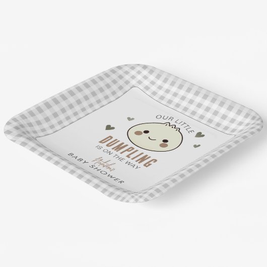 Ons kleine Dumpling Genderneutraal Baby shower Papieren Bordje (Gebogen)