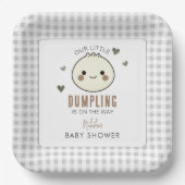 Ons kleine Dumpling Genderneutraal Baby shower Papieren Bordje (Voorkant)