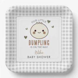 Ons kleine Dumpling Genderneutraal Baby shower Papieren Bordje