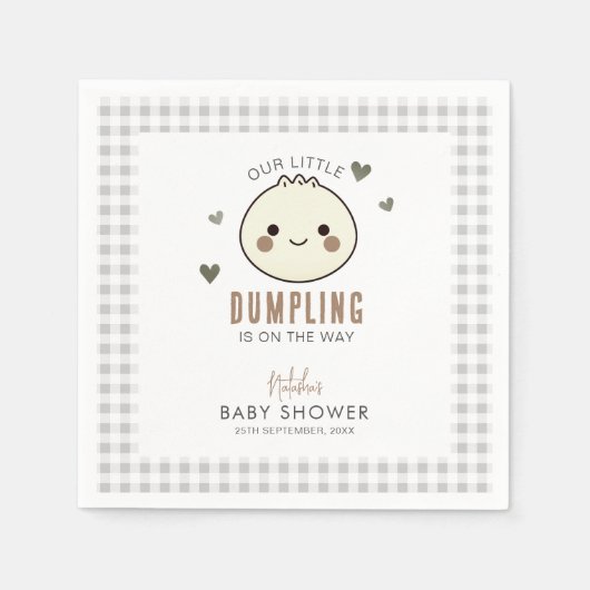 Ons kleine Dumpling Genderneutraal Baby shower Servet (Voorkant)