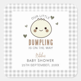 Ons kleine Dumpling Genderneutraal Baby shower Vierkante Sticker