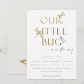 Ons kleine gouddragonfly-Baby shower Bedankkaart (Voorkant / Achterkant)