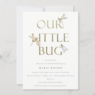 Ons kleine gouddragonfly-Baby shower Kaart