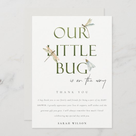 Ons kleine, groene liervecolfBaby shower Bedankkaart (Voorkant / Achterkant)