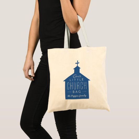 Ons kleine kerkzakje schattig blauw kind tas (Voorkant (product))