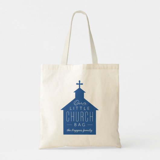Ons kleine kerkzakje schattig blauw kind tas (Achterkant)