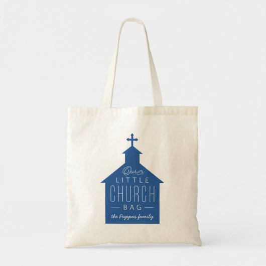 Ons kleine kerkzakje schattig blauw kind tas (Voorkant)