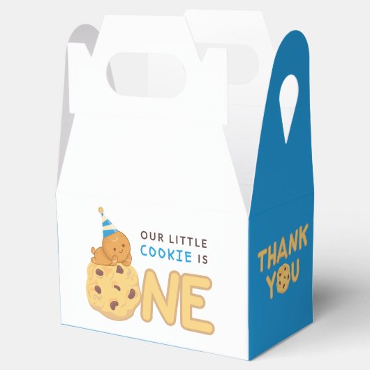 Ons kleine koekje is een eerste verjaardagsgunst bedankdoosjes (Geopend)