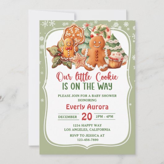 Ons kleine koekje is onderweg naar het Baby shower Kaart (Voorkant)