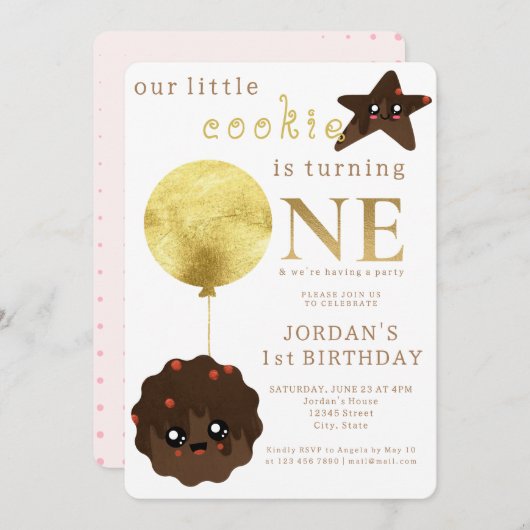 Ons kleine koekje wordt een leuke 1e verjaardag kaart (Voorkant / Achterkant)