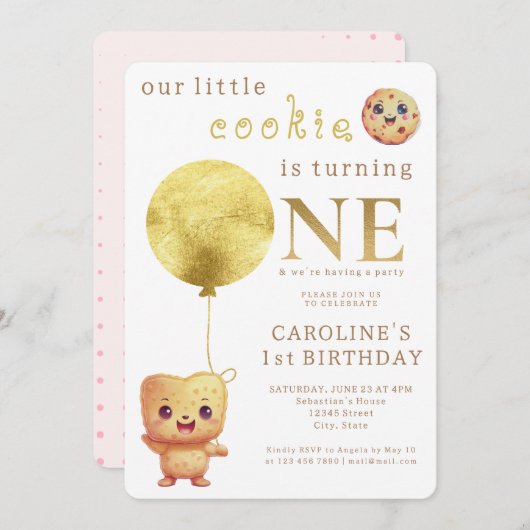 Ons kleine koekje wordt een leuke 1e verjaardag kaart (Voorkant / Achterkant)