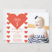 Ons kleine liefje Red Hearts verjaardagsfeestje Kaart (Voorkant)