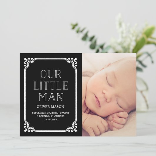 Ons kleine Man | Aankondiging van geboorte door Ru (Staand voorkant)