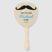 Ons kleine man is een eerste verjaardag op maat handwaaier (Achterkant)