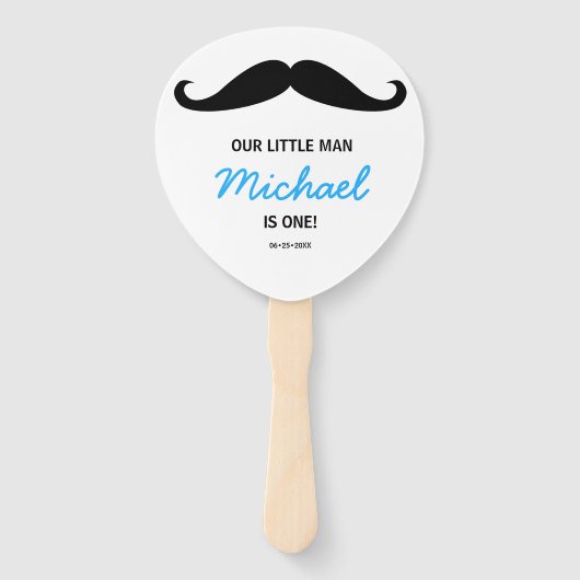Ons kleine man is een eerste verjaardag op maat handwaaier (Voorkant)