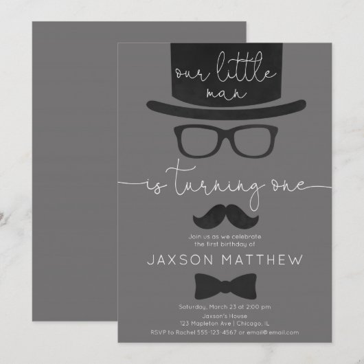 Ons kleine Man jongen 1e verjaardagsfeestje Kaart (Voorkant / Achterkant)