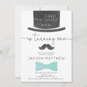 Ons kleine man turkooise aqua jongen op 1 verjaard kaart (Voorkant)