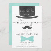 Ons kleine man turkooise aqua jongen op 1 verjaard kaart (Voorkant / Achterkant)