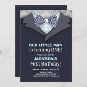 Ons kleine Man Verjaardag Uitnodiging Jongen Bow S (Voorkant / Achterkant)