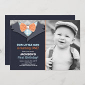 Ons kleine Man Verjaardag Uitnodiging Jongen Bow S (Voorkant / Achterkant)