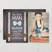 Ons kleine Man Verjaardag Uitnodiging Jongen Bow S (Voorkant / Achterkant)