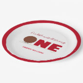 Ons kleine meatball die een eerste verjaardag draa papieren bordje (Gekanteld)