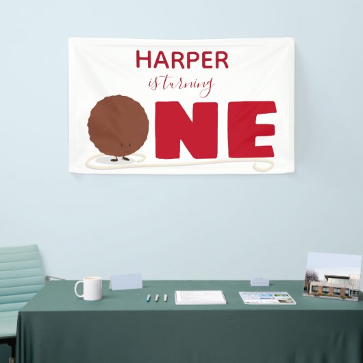 Ons kleine meatball die een eerste verjaardag draa spandoek (Beurs)