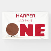 Ons kleine meatball die een eerste verjaardag draa spandoek (Horizontaal)