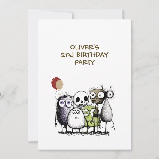 Ons kleine monster 2e verjaardagsfeest kaart (Achterkant)